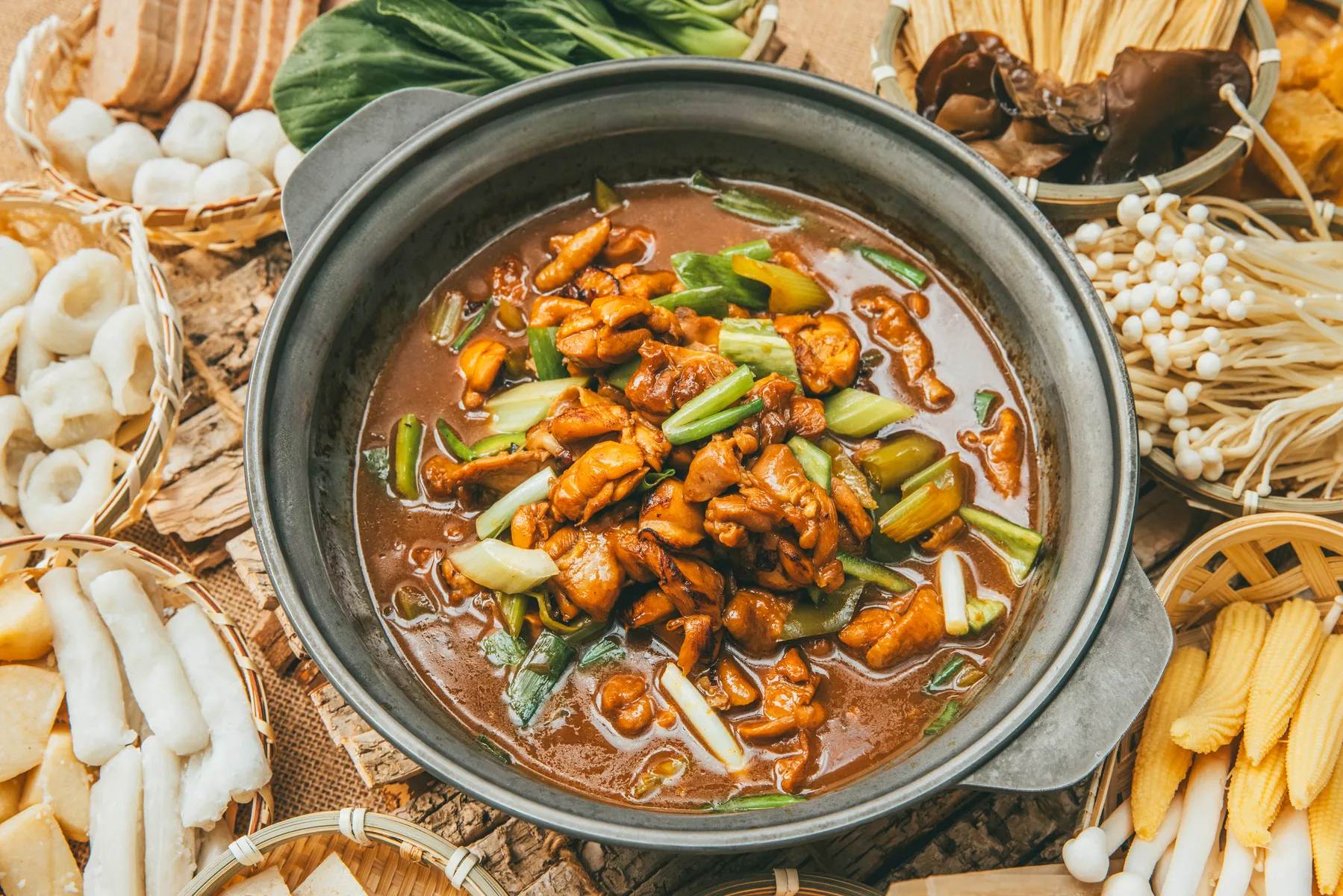 TTOP Hua Diao Chicken Pot with fresh add-ons